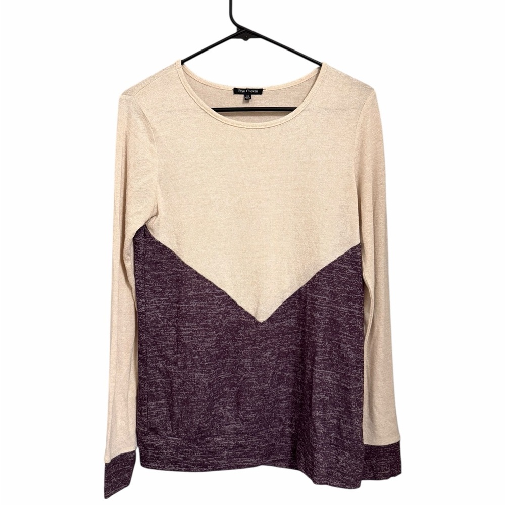 Pink Clover Cream and Purple Crew Neck Sweater